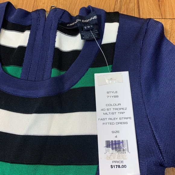 French Connection Striped Bodycon Bandage Dress - Picture 5 of 9
